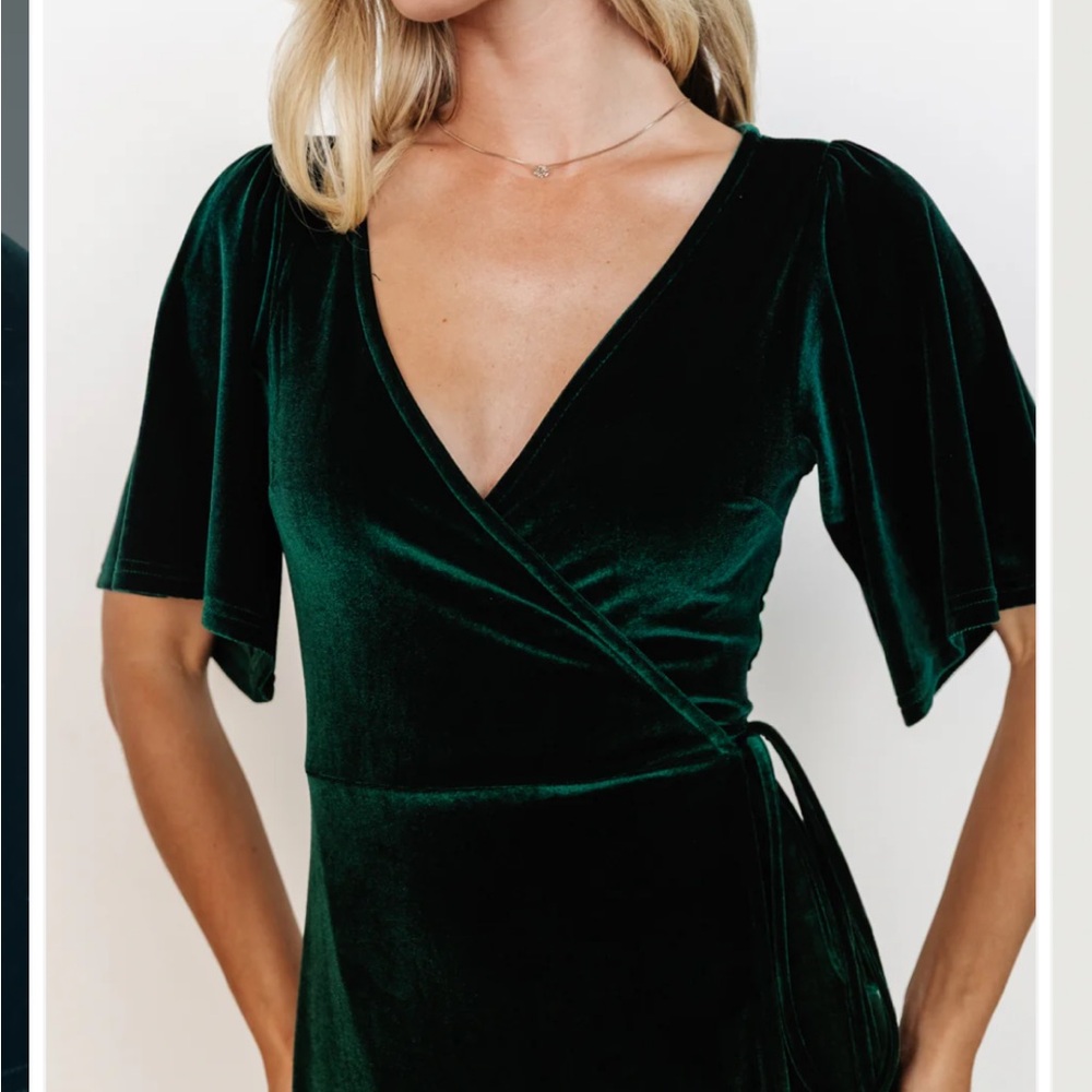 Baltic Born XS Emerald Velvet Wrap dress